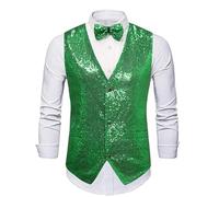 LVCHAO Gilets de Costume à Paillettes for Hommes, for Bal de Mariage, Spectacles sur scène, chanteurs(Green,M)