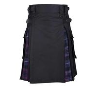 LVCHAO Kilt Kilts Utilitaires Hybrides écossais en Coton Noir et Tartan for Hommes, Grande Taille, avec Sangles en Cuir pour Carnaval, fête à thème(Purple,XX-Large)