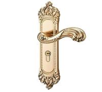 LVCHAO Serrure de porte intérieure dorée, serrure chambre silencieuse, en bois à poignée fendue Pour Portes Intérieures