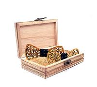 Lvguang 2 Noeuds Papillon en Bois, Ensemble de Noeud Papillon pré-noué Mode, Accessoire de Décoration Mode Tenue, pour Fête, Cérémonie et Mariage (Taille réglable)