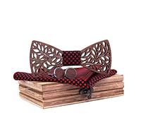 Lvguang Conception de Sculpture Creusee Unique Noeud Papillon en Bois de Style Rétro (Style#3)