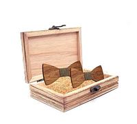 Lvguang Ensemble de Noeud Papillon en Bois, Noeud Papillon pré-noué Mode, Accessoire de Décoration Mode Tenue, pour Fête, Cérémonie et Mariage (Taille réglable)