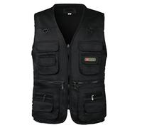 Lvguang Homme Multi-Poches Gilet de pêche Gilet Veste de Loisirs pour Camping, pêche, Chasse, photographier Extérieur Militaire Tactique sans Manche (Noir, XXL)
