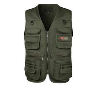 Lvguang Homme Multi-Poches Gilet de pêche Gilet Veste de Loisirs pour Camping, pêche, Chasse, photographier Extérieur Militaire Tactique sans Manche (Armée verte, XXL)