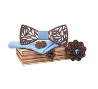 Lvguang Noeud Papillon en Bois, 4 Pcs Set Noeud Papillon Bois Fait Main avec Coffret en Bois, Mode Elégant Naturel Esthétique Moderne Fait Charme Unique