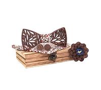 Lvguang Noeud Papillon en Bois, 4 Pcs Set Noeud Papillon Bois Fait Main avec Coffret en Bois, Mode Elégant Naturel Esthétique Moderne Fait Charme Unique