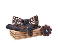 Lvguang Noeud Papillon en Bois, 4 Pcs Set Noeud Papillon Bois Fait Main avec Coffret en Bois, Mode Elégant Naturel Esthétique Moderne Fait Charme Unique