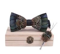 Lvguang Noeud Papillon en Plumes et Broche Ensemble Noeud Papillon Homme Réglable Fait Main Nœud Papillon