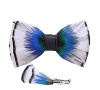 Lvguang Plume Noeud Papillon Homme Fait Main Nœud Papillon et Broche Ensemble