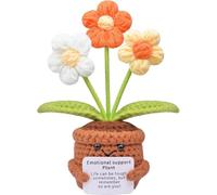 Lvguang Positive Crocheted Potted Plant - Anti-Anxiety Talisman with Motivational Phrase, Ecological Office Or Room Decor (Woman/Cild Gift)