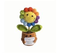 Lvguang Positive Crocheted Potted Plant - Anti-Anxiety Talisman with Motivational Phrase, Ecological Office Or Room Decor (Woman/Cild Gift)