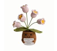 Lvguang Positive Crocheted Potted Plant - Anti-Anxiety Talisman with Motivational Phrase, Ecological Office Or Room Decor (Woman/Cild Gift)