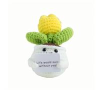 Lvguang Positive Crocheted Potted Plant - Anti-Anxiety Talisman with Motivational Phrase, Ecological Office Or Room Decor (Woman/Cild Gift)