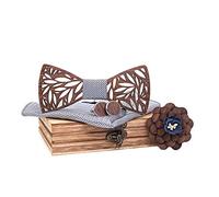 Lvguang Noeud Papillon en Bois, 4 Pcs Set Noeud Papillon Bois Fait Main avec Coffret en Bois, Mode Elégant Naturel Esthétique Moderne Fait Charme Unique