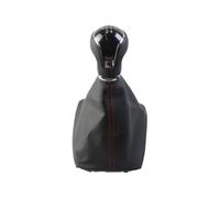LVGVZTTGKM Bouton Avec Cache Pommeau De Levier De Vitesse Manuel Pour Seat Leon III MK3 2012-2020 LHD 5 Vitesses/6 Vitesses ABS/Cuir Rouge/Noir Élégant Pommeau Changement De Vitesse 1 Pièce