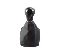 LVGVZTTGKM Bouton Avec Cache Pommeau De Levier De Vitesse Manuel Pour Seat Leon III MK3 2012-2020 LHD 5 Vitesses/6 Vitesses ABS/Cuir Rouge/Noir Élégant Pommeau Changement De Vitesse 1 Pièce