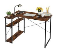 LVHCMFOHM Bureau avec Étagères de Rangement, Table d'ordinateur Angle en Forme de L, pour Petit Espace, 100×70×75cm, Marron