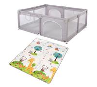LVHCMFOHM Parc pour bébé Pliable - Avec Coussin étanche et 2 Anneaux de Suspension - 180x150x62 cm - Gris Clair
