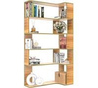 Lvhecforhm Bibliothèque, Bibliothèque d'angle à 5 niveaux, Étagère de bureau, Étagère à poser, Étagère décorative indépendante, pour la présentation, séparateur de pièces pour la chambre, le bureau
