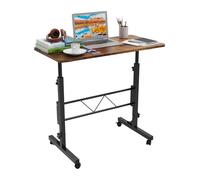 Lvhecforhm Bureau Debout Portable avec roulettes, Table Ordinateur Mobile Réglable en Hauteur, 80x40cm Petit Table D'ordinateur Mobile, Table de Lit pour Canapé, Table d'appoint pour Chambre Marron