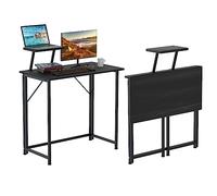 Lvhecforhm Bureau Pliante, Bureau Pliant pour Petits Espaces, Table de Bureau Pliante pour Ordinateur avec Petit Support, Table d'Ordinateur pour Domicile Noir 80x45x74cm