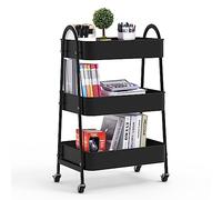 Lvhecforhm Chariot de Rangement Mobile sur 3 Niveaux, Chariot de Cuisine, Rangement a Roulette, Rangement Cuisine, Rangement, Esthetique, de Rangement Multifonctionnel, Noir