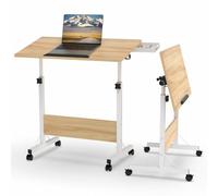 Lvhecforhm Table d'appoint en bois pliable réglable en hauteur pour ordinateur avec roulettes, maison bureau 80 x 40 cm, bureaux portables pour studio avec tiroir caché