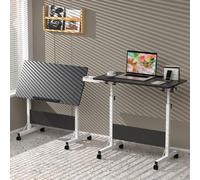Lvhecforhm Table pliante noire pour ordinateur avec roulettes, table d'appoint réglable en hauteur, table de bureau pliable, bureaux portables pour studio 80 x 40 cm avec tiroir caché, maison bureau