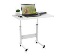 Lvhecforhm Table pour Ordinateur Portable Réglable en Hauteur, Table Lit Roulette, Bureau Debout Mobile 80x40cm Computer Desk, D'ordinateur Mobile, Bureau Informatique Blanc