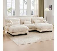 LVHOM Canapé modulable en forme de U 300 x 80 x 143 cm, salon avec coussins, canapé d'angle modulable, canapé en mousse convertible, ensemble de canapés, beige