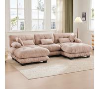 LVHOM Canapé modulable en forme de U 300 x 80 x 143 cm, salon avec coussins, canapé d'angle modulable, canapé en mousse convertible, ensemble de canapés, kaki