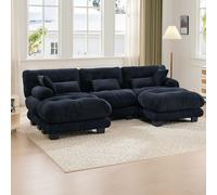 LVHOM Canapé modulable en forme de U 300 x 80 x 143 cm, salon avec coussins, canapé d'angle modulable, canapé en mousse convertible, ensemble de canapés, noir