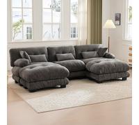 LVHOM Canapé modulable en forme de U 300 x 80 x 143 cm, salon avec coussins, canapé d'angle modulable, canapé en mousse convertible, ensemble de canapés, gris