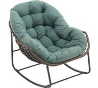 LVHOM Fauteuil à bascule de jardin avec coussin rembourré, chaise en rotin avec cadre en acier, fauteuil à bascule Outdoor Loungesessel, fauteuil pour balcon, vert
