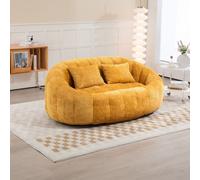 LVHOM Pouf classique avec 2 coussins, Bean Bag avec pouf, Lazy Sofa Chenille Chaise douillette Poufs, Chaiselounge, Canapé 2 places, Canapé de sol Jaune