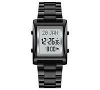 lvifloae 1815 Musulman Digital Watch for Prayer Qibla Compass hijri Calendar Quran Bookmark City Sélection Fonction Date Date Semaine Alarme Détablissement 30m Men Azan (Brun)