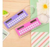 lvifloae 1pc 10cm Ruler Mini Calculator Ultra Thin Solar Energy Multifunction Calculator Compact Portable for Children Students School Classroom Office Home Supplies Random Color