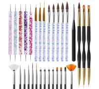 Lvifloae 31pcs Brosse de nail art professionnel kit Nail Art Row Painting Dot Drilling Double End Brush Crystal Color Paint Pen Set pour bricolage Beauty Adorn Manucure Tools