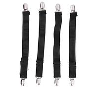lvifloae 4pcs réglable Drap de lit Clips antidérapant Drap-Housse Attaches Bretelles lit Fixe Porte-Boucle Simple avec des Sangles élastiques pour Matelas canapé Coussin Nappe (Noir)
