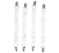 lvifloae 4pcs réglable Drap de lit Clips antidérapant Drap-Housse Attaches Bretelles lit Fixe Porte-Boucle Simple avec des Sangles élastiques pour Matelas canapé Coussin Nappe (Blanc)