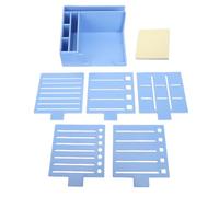 lvifloae Ensemble de pochoirs de notes autocollantes, support de pochoirs mémo, gadgets de bureau, support de bloc-notes multifonctionnel avec 5 pochoirs, 100 feuilles de (Blue)
