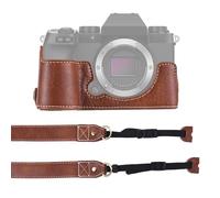 lvifloae Étui de Protection pour Appareil Photo Fuji X-S10, Demi-boîtier en Cuir PU de Style rétro avec poignée, Ouverture inférieure pour Batterie et Sangle, Compatible avec l'appareil (Brun)