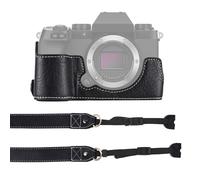 lvifloae Étui de Protection pour Appareil Photo Fuji X-S10, Demi-boîtier en Cuir PU de Style rétro avec poignée, Ouverture inférieure pour Batterie et Sangle, Compatible avec l'appareil (Noire)
