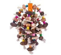 lvifloae Jouet à mâcher en Bois pour Perroquet avec Noix sûres, Motif épi de maïs, Corde en Coton, Grand Accessoire pour Cage à Oiseaux, perroquets Gris du Gabon, aras, cacatoès,