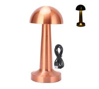lvifloae Lampe de table champignon rechargeable par USB 3 couleurs à intensité variable en métal mignonne lampe de chevet (pour garde d'enfants et chambre de bébé, décoration (Or Rose)