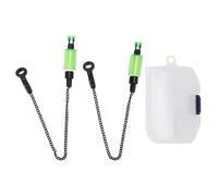 lvifloae Lot de 2 alarmes de pêche Portables en Acier Inoxydable ABS, indicateur de Morsure pour pêche à la Carpe, chaîne pour l'extérieur (Vert)