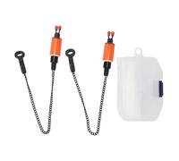 lvifloae Lot de 2 alarmes de pêche Portables en Acier Inoxydable ABS, indicateur de Morsure pour pêche à la Carpe, chaîne pour l'extérieur (Rouge)