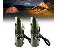 lvifloae Lot de 2 sifflets de Survie d'urgence 3 en 1 avec Boussole et thermomètre, sifflet de sécurité Puissant avec lanière pour randonnée en Plein air