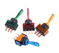 lvifloae Lot de 4 interrupteurs à bascule LED 12 V 20 A SPST 3 broches ON OFF avec lampe fluorescente pour voiture camion bateau véhicule marin rouge vert bleu orange