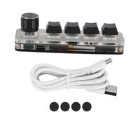 lvifloae Mini Clavier 4 Touches 1 Bouton USB ou BT Blue commutateur Plug et Lecture de Clavier programmable avec rétro-éclairage pour Les médias de Bureau de Jeu